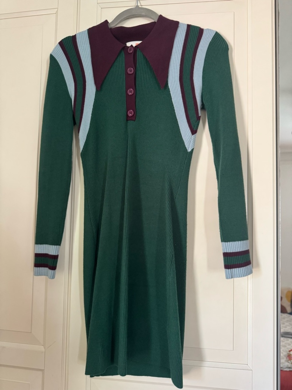 Green Ribbed Knit Mini Dress